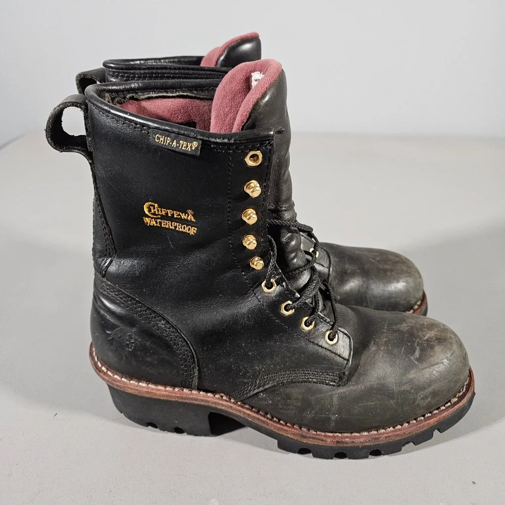 Chippewa Work Boots Mens 9 M Black Waterproof Thinsulate Vibram 73050 Steel Toe